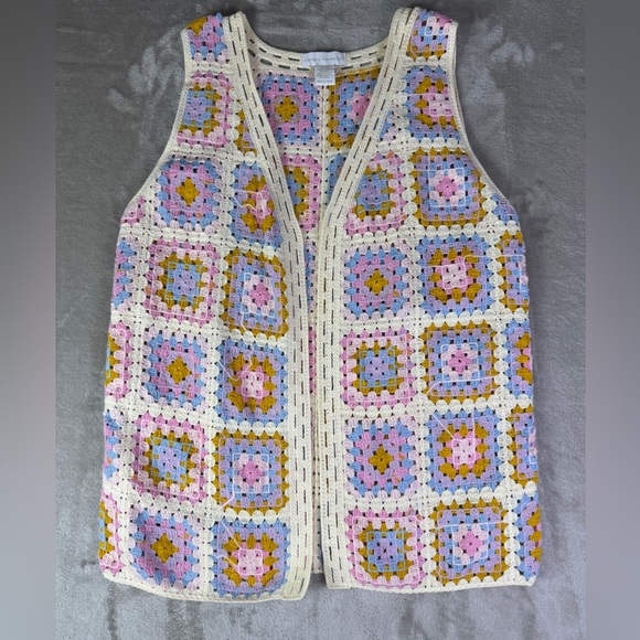 House of Harlow 1960 Sweaters - House of Harlow Sweater Vest OS Womens Pastel Crochet Patchwork Grannycore 70s